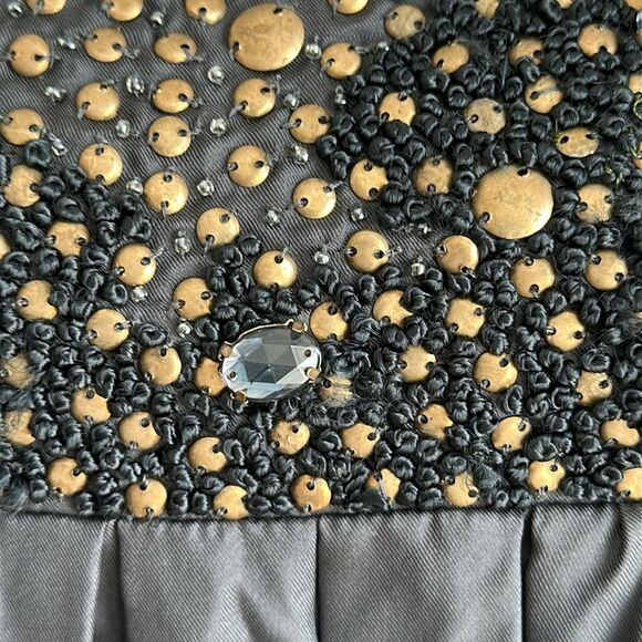 NWT Gold Hawk Women’s 100% Silk Hand Embellished Babydoll Regency Dress Blue L - Picture 5 of 11